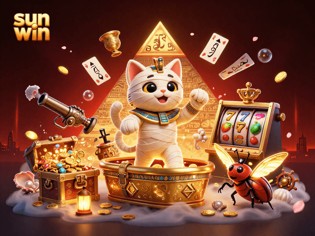 Experience thrilling gameplay with the sun win pyramid casino featuring a mummy cat and glowing treasures.