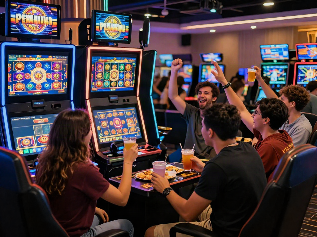 Exciting atmosphere at nhà cái tx88 with friends winning at online slots.