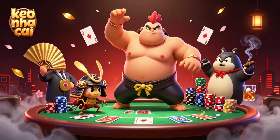 Engage in keo nha cai with thrilling poker action amid a vibrant 3D illustration.