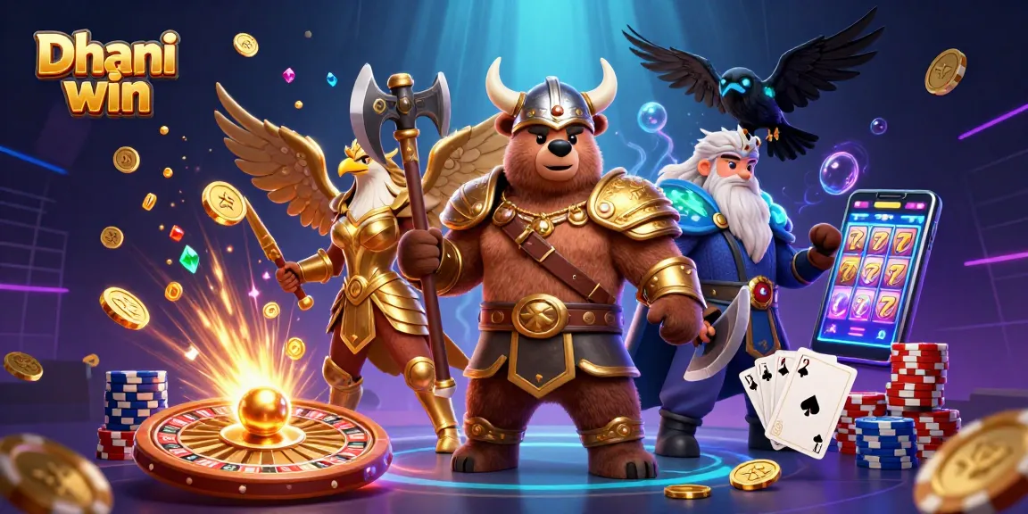 Experience thrilling gameplay with Dhani win's vibrant casino elements and legendary characters.
