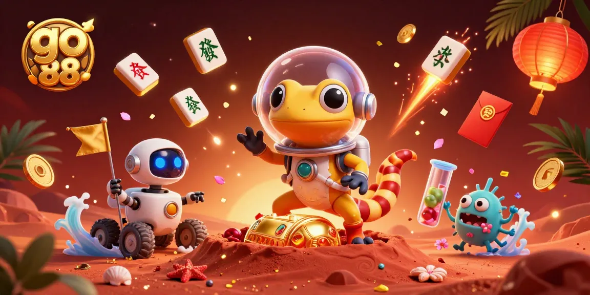 Experience thrilling jackpots with go 88 in this vibrant 3D Martian casino scene.
